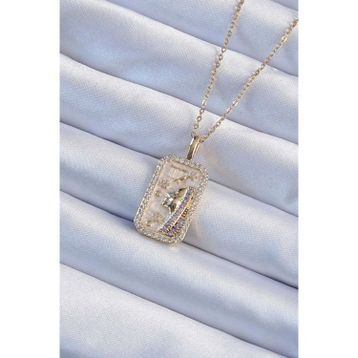 Clariss 316L Çelik Zincir Altın Renk Zirkon Taşlı Yüz Figürlü Tarot Kolye