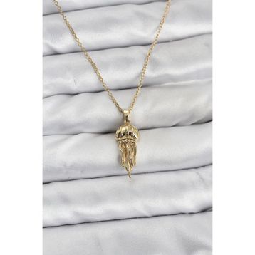Clariss 316L Çelik Zincir Gold Renk Deniz Anası Model Zirkon Taşlı Kadın Kolye
