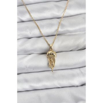Clariss 316L Çelik Zincir Gold Renk Deniz Anası Model Zirkon Taşlı Kadın Kolye