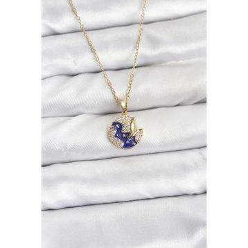 Clariss 316L Çelik Zincir Gold Renk Gece Model Zirkon Taşlı Kadın Kolye