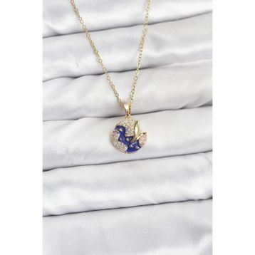 Clariss 316L Çelik Zincir Gold Renk Gece Model Zirkon Taşlı Kadın Kolye