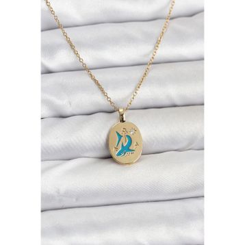 Clariss 316L Çelik Zincir Gold Renk Shark Figür Kadın Kolye