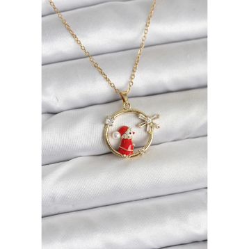 Clariss 316L Çelik Zincir Gold Zirkon Taşlı Yılbaşı Tema Kadın Kolye