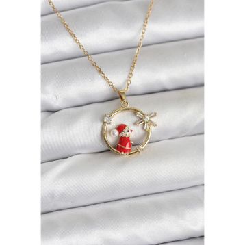 Clariss 316L Çelik Zincir Gold Zirkon Taşlı Yılbaşı Tema Kadın Kolye