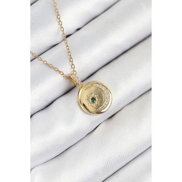 Clariss 316L Çelik Zirkon Taşlı Ay Ve Güneş Model Gold Renk Kadın Kolye