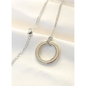 Clariss 316L Çelik Zirkon Taşlı Çift Renkli Tifany Kolye