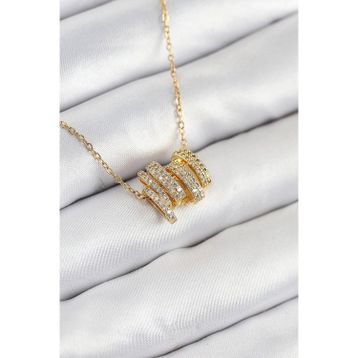 Clariss 316L Çelik Zirkon Taşlı Sarmal Model Gold Renk Kadın Kolye