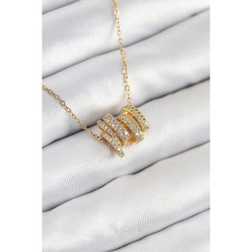 Clariss 316L Çelik Zirkon Taşlı Sarmal Model Gold Renk Kadın Kolye