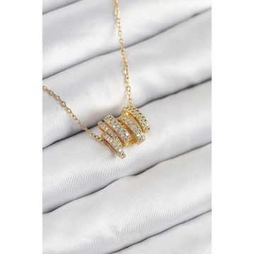 Clariss 316L Çelik Zirkon Taşlı Sarmal Model Gold Renk Kadın Kolye