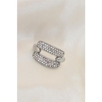 Clariss Ayarlamalı Gümüş Renk Metal Zirkon Taşlı Yüzük