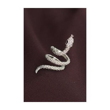 Clariss Ayarlanabilir Silver Renk Zirkon Taşlı Yılan Yüzük