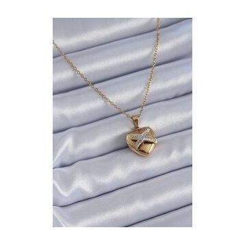 Clariss BJ-BKO7626 316L Çelik Gold Renk Zirkon Detay Kalp Model Kadın Kolye