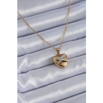 Clariss BJ-BKO7626 316L Çelik Gold Renk Zirkon Detay Kalp Model Kadın Kolye