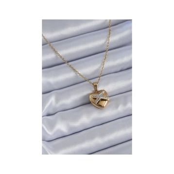 Clariss BJ-BKO7626 316L Çelik Gold Renk Zirkon Detay Kalp Model Kadın Kolye