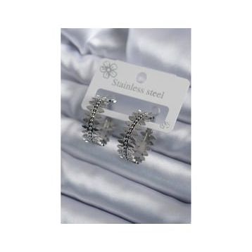 Clariss BJ-BKP7754 316L Çelik Gümüş Renk Halka Model Kadın Küpe