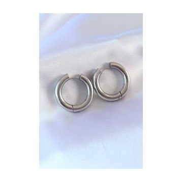 Clariss BJ-BKP7754 316L Çelik Gümüş Renk Halka Model Kadın Küpe