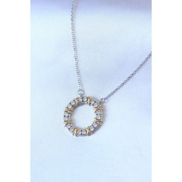 Clariss BKO7459 316L Çelik Gümüş Renk Zirkon Taşlı Gold Detay XOXO Kadın Kolye