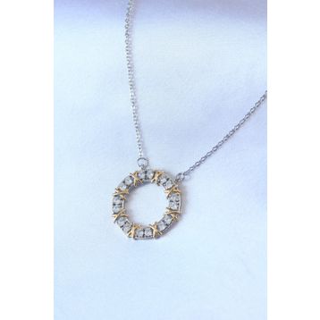 Clariss BKO7459 316L Çelik Gümüş Renk Zirkon Taşlı Gold Detay XOXO Kadın Kolye