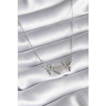 Clariss BKO8289 316L Çelik Gümüş Renk Zirkon Taşlı Kanat Kalp Model Kadın Kolye
