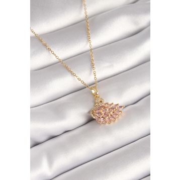 Clariss BKO8400 316L Çelik Gold Renk Zincir Pembe Zirkon Taşlı Kuğu Model Kadın Kolye