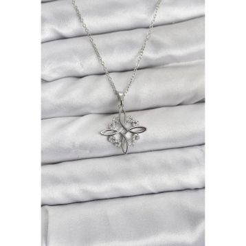 Clariss BKO8411 316L Çelik Gümüş Renk Zincir Zirkon Taşlı Sonsuzluk Model Kadın Kolye