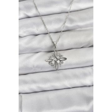Clariss BKO8411 316L Çelik Gümüş Renk Zincir Zirkon Taşlı Sonsuzluk Model Kadın Kolye