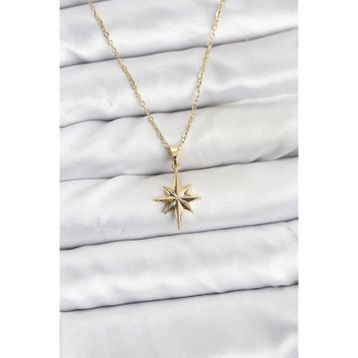 Clariss BKO8418 316L Çelik Gold Renk Zincir Kutup Yıldızı Model Kadın Kolye