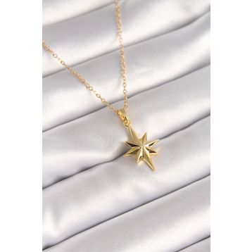 Clariss BKO8418 316L Çelik Gold Renk Zincir Kutup Yıldızı Model Kadın Kolye