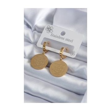 Clariss BKP7979 316L Çelik Gold Renk Pentagram İşleme Model Kadın Küpe