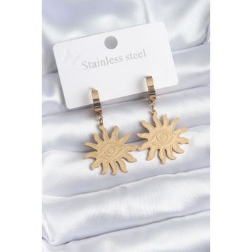 Clariss BKP8146 316L Çelik Gold Renk Güneş Model Göz İşleme Kadın Küpe