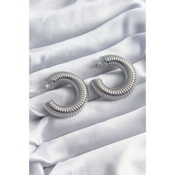 Clariss BKP8243 Pirinç Gümüş Renk İşleme Halka Model Kadın Küpe