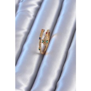 Clariss BYK2780 Yılan Model Gold Renk Zirkon Taşlı Pirinç Kadın Yüzük