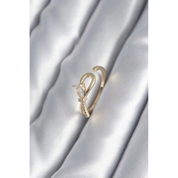 Clariss BYK2991 Pirinç Gold Renk Zirkon Taş Detay Kurdele Model Kadın Yüzük