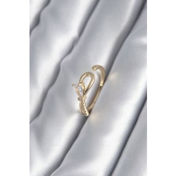 Clariss BYK2991 Pirinç Gold Renk Zirkon Taş Detay Kurdele Model Kadın Yüzük