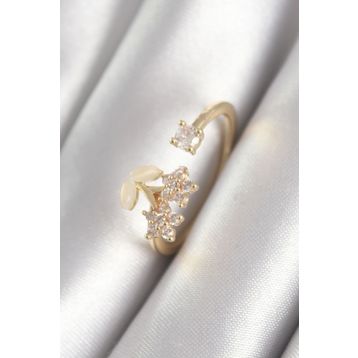 Clariss BYK3067 Pirinç Gold Renk Zirkon Taşlı Çiçek Model Kadın Yüzük