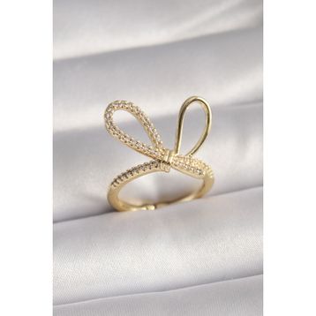 Clariss BYK3085 Gold Renk Zirkon Taşlı Düğüm Model Kadın Yüzük