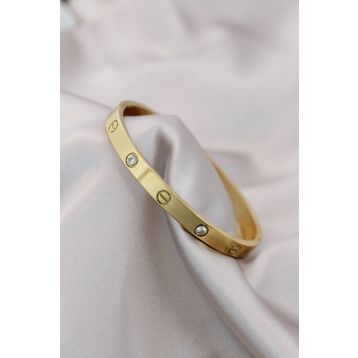 Clariss Çelik Gold Renk Zirkon Taşlı Cartier Bileklik
