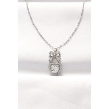 Clariss EBJ240521W24273 316L Çelik Silver Renk Zirkon Taşlı Kalpli Fiyonk Kolye