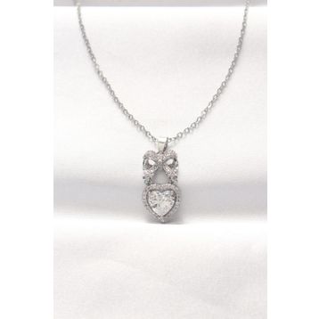 Clariss EBJ240521W24273 316L Çelik Silver Renk Zirkon Taşlı Kalpli Fiyonk Kolye