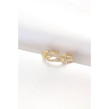 Clariss EBJ240521W24317 Kemer Tokası Tasarımlı Gold Renk Zirkon Taşlı Ayarlanabilir Yüzük