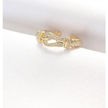 Clariss EBJ240521W24317 Kemer Tokası Tasarımlı Gold Renk Zirkon Taşlı Ayarlanabilir Yüzük