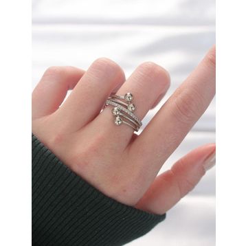 Clariss EBJ240521W24355 Topçuk Model Zirkon Taşlı Silver Renk Ayarlanabilir Yüzük
