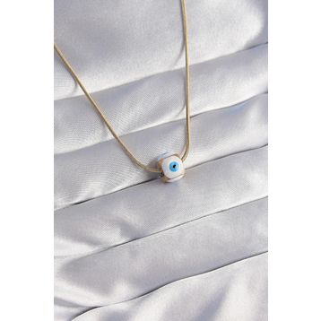 Clariss EBJ240629W25025 316L Çelik Gold Renk Mineli Nazar Model Kolye