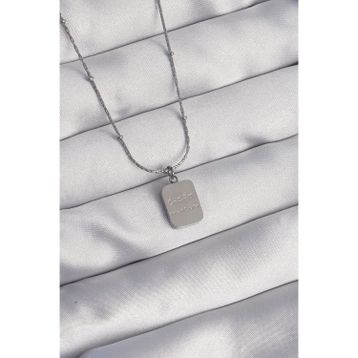 Clariss EBJ240807W25504 316L Çelik Gümüş Renk Kare Charm Model Kolye