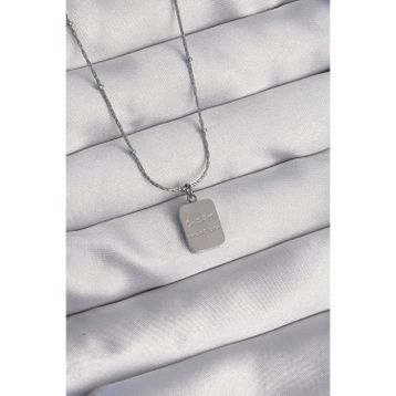 Clariss EBJ240807W25504 316L Çelik Gümüş Renk Kare Charm Model Kolye