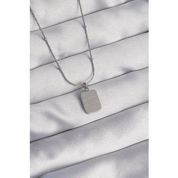 Clariss EBJ240807W25504 316L Çelik Gümüş Renk Kare Charm Model Kolye