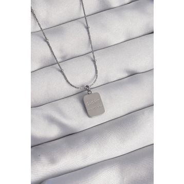 Clariss EBJ240807W25504 316L Çelik Gümüş Renk Kare Charm Model Kolye
