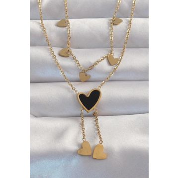 Clariss EBJ240820W26657 316L Çelik Gold Renk Mineli Çoklu Kalp Kolye