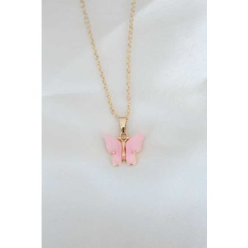 Clariss Gold Kaplama Pembe Sedefli Kelebek Kolye