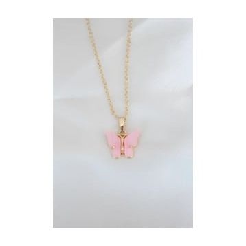 Clariss Gold Kaplama Pembe Sedefli Kelebek Kolye